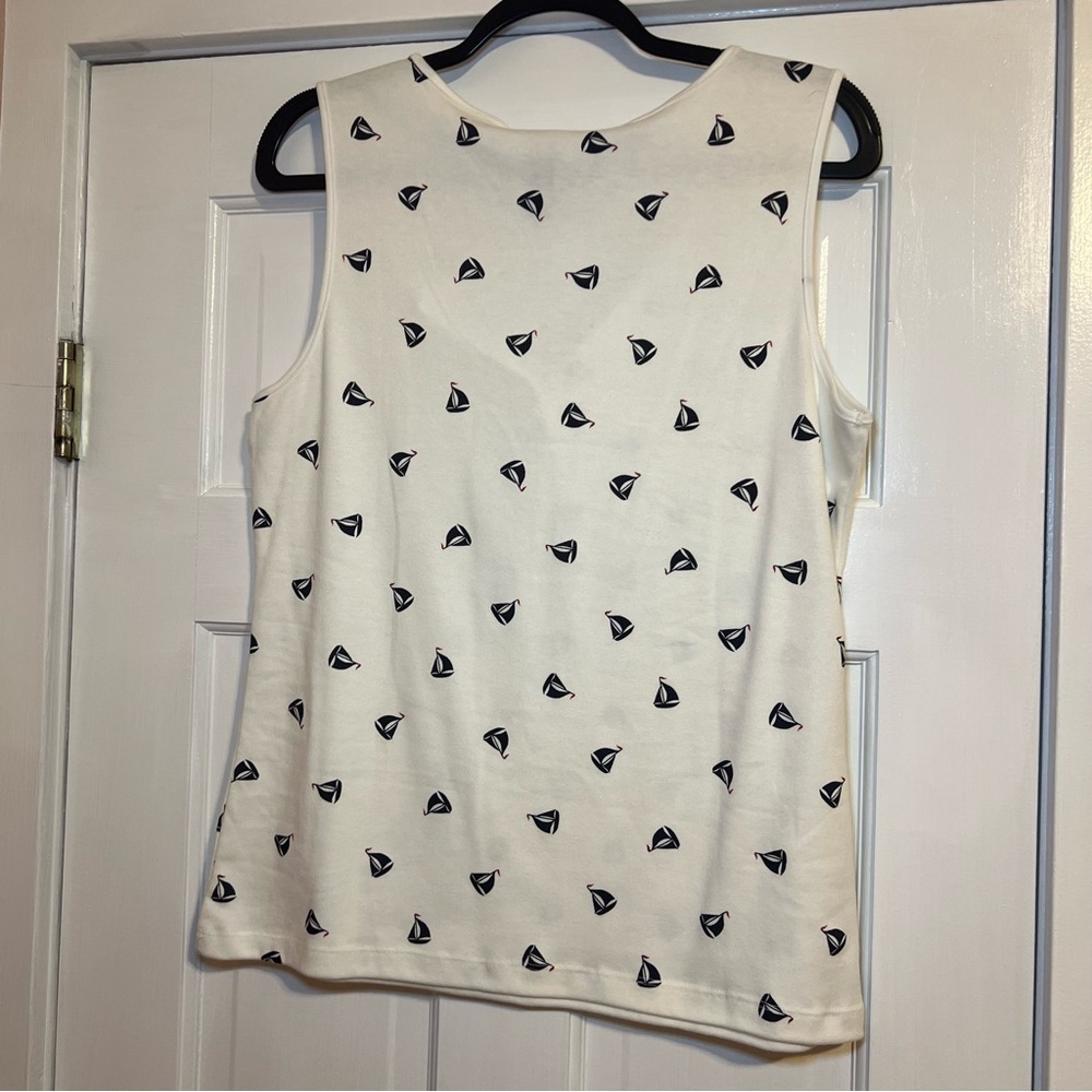 #65 KAREN SCOTT NAUTICAL SAILBOAT PRINT TANK TOP LARGE - Picture 2 of 5